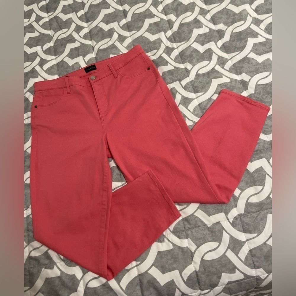 Talbots~Comfy Coral~Stretch~Skinny Jean Jeggings~Crop Length~5-Pocket~Size 10